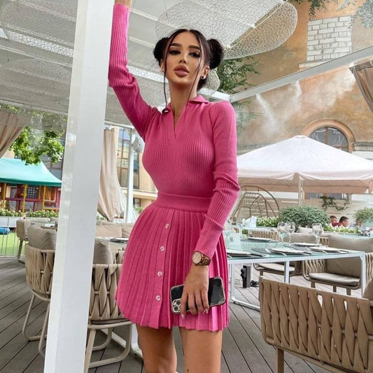 Дамски комплект - Knitted Suit Pinky ** SALE **-Дамски комплект - Knitted Suit pink-Thedresscode