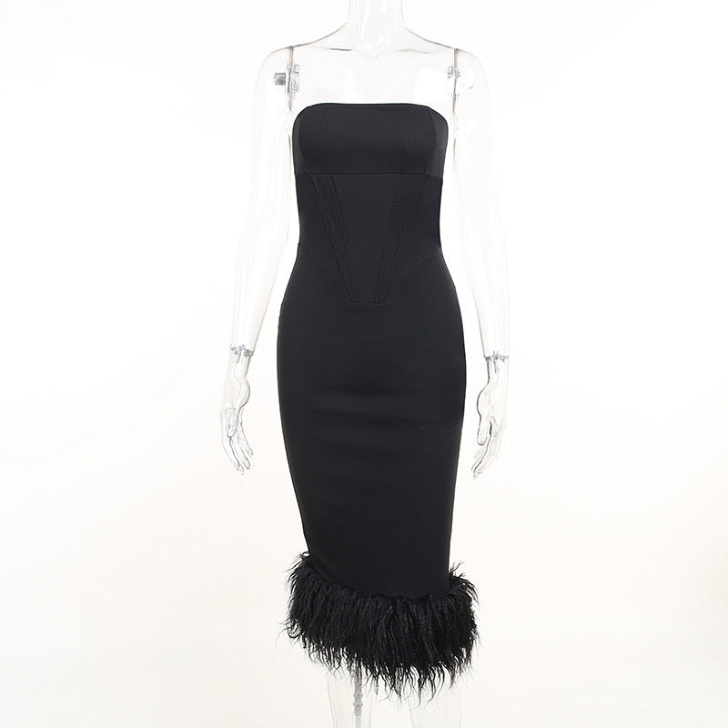 Дамска рокля с пера feathers fashion-Thedresscode