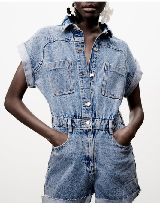 Дамски дънков гащеризон Denim Vibe-Дамски дънков гащетизон Akira-Thedresscode