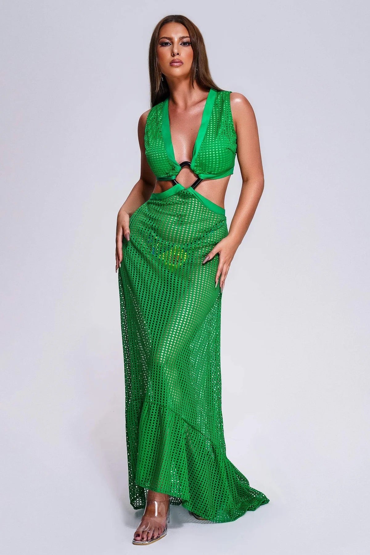 Дамска рокля Green Mesh-Thedresscode