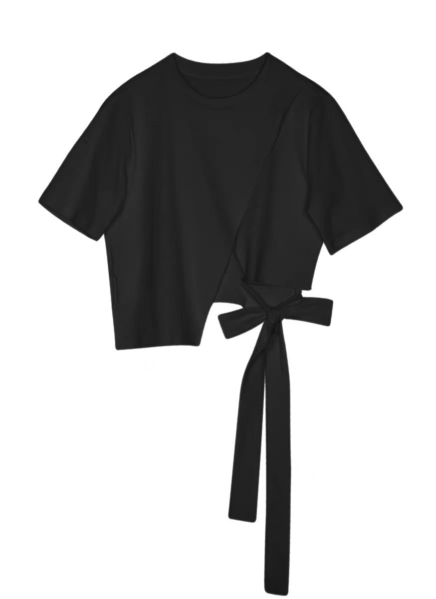 Дамска блуза със странична връзка-tshirts-Thedresscode