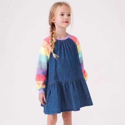 Детска рокля Jeans Rainbow Sleeves ** A natural, eco-friendly **-Thedresscode