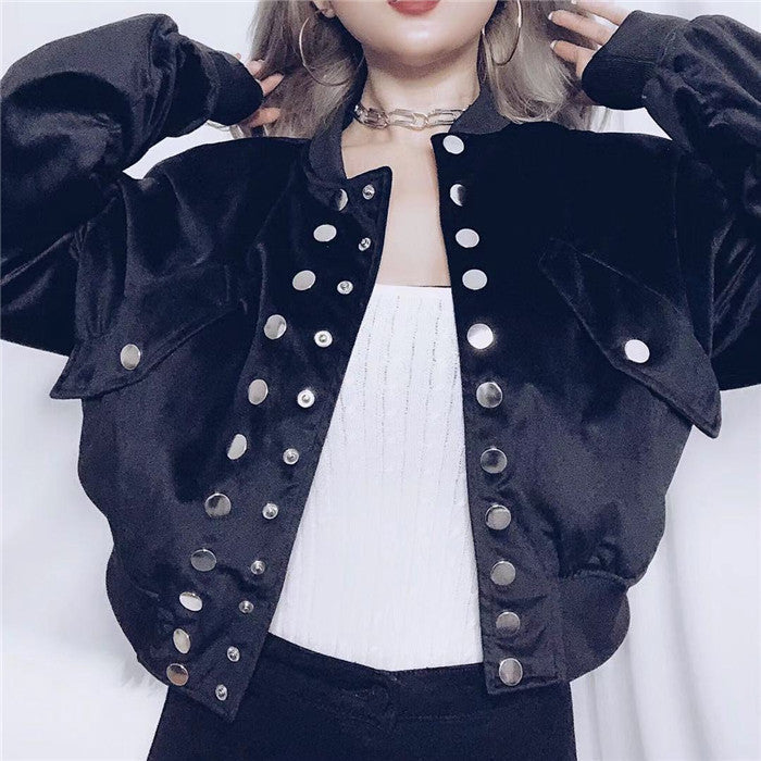 Дамско пролетно яке бомбър - Buttons-Apparel & Accessories-Thedresscode