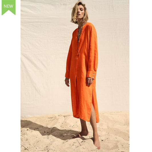 Плажна дамска риза от лен - Orange Passion-Shirts & Tops-Thedresscode