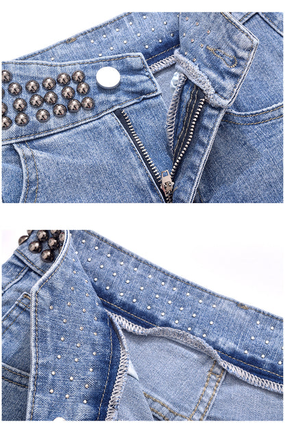 Дамски дънкови къси панталони Rock star ** SALE **-Дамски дънкови къси панталони Rock star-Thedresscode