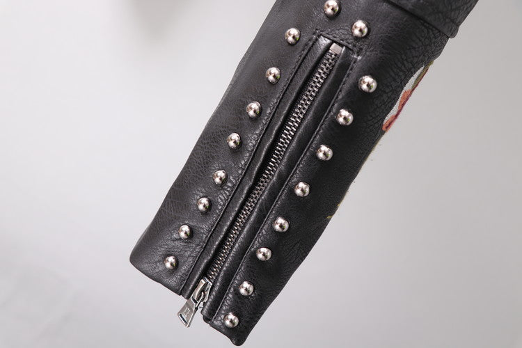 Дамско кожено яке EMBROIDERED Еyelets-Дамско кожено яке - EMBROIDERED Еyelets-Thedresscode
