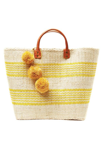Дамска плажна чанта - PomPons-beachbag-Thedresscode