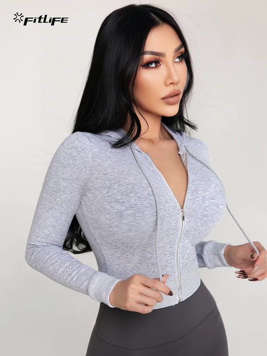 Дамски къс спортен суичър - Fitness live-Дамски къс спортен суичър - Fitness live 2022-Thedresscode