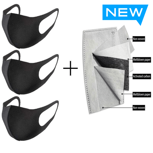 Комплект маски + филтри с активен въглен-Унисекс маска за многократна употреба-Thedresscode