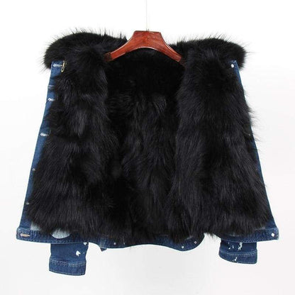 Дамско зимно яке -Black Fur-Дамско зимно яке с естествен косъм-Thedresscode