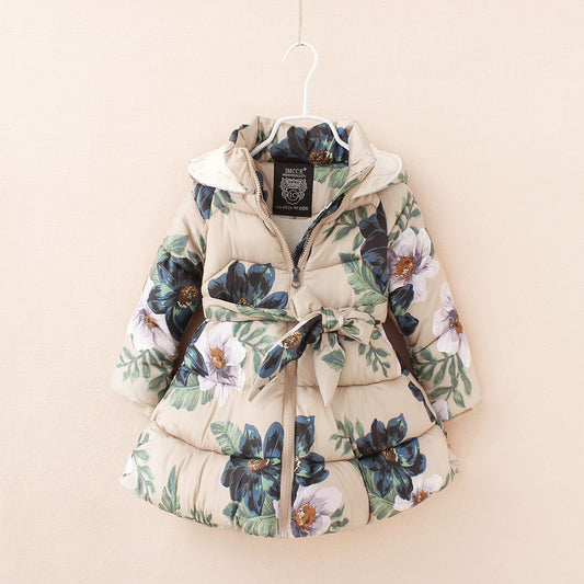 Детско зимно яке- Flowers Beige-детско зимно яке-Thedresscode