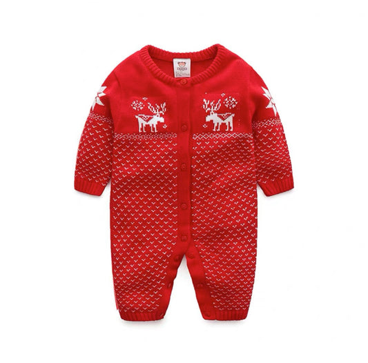 Детско плетено ромпърче - Коледно еленче ** SALE **-Детско Коледно боди-Deer Santa Snowman-Thedresscode
