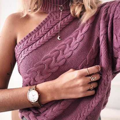 Дамски пуловер - One shoulder-дамски пуловер-Thedresscode